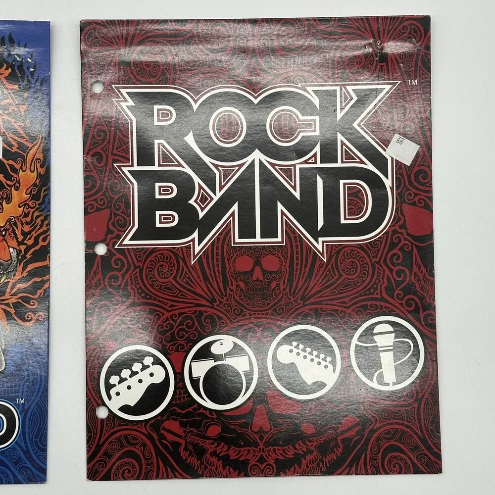 Set of 2 Rock Band Video Game Blue & Red Logo 2-Pocket Portfolio School Folders